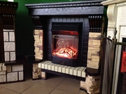 Экстер угловой под стандартный очаг (Majestig BL), цвет венге, сланец 20-180, 1300*880*1090*920